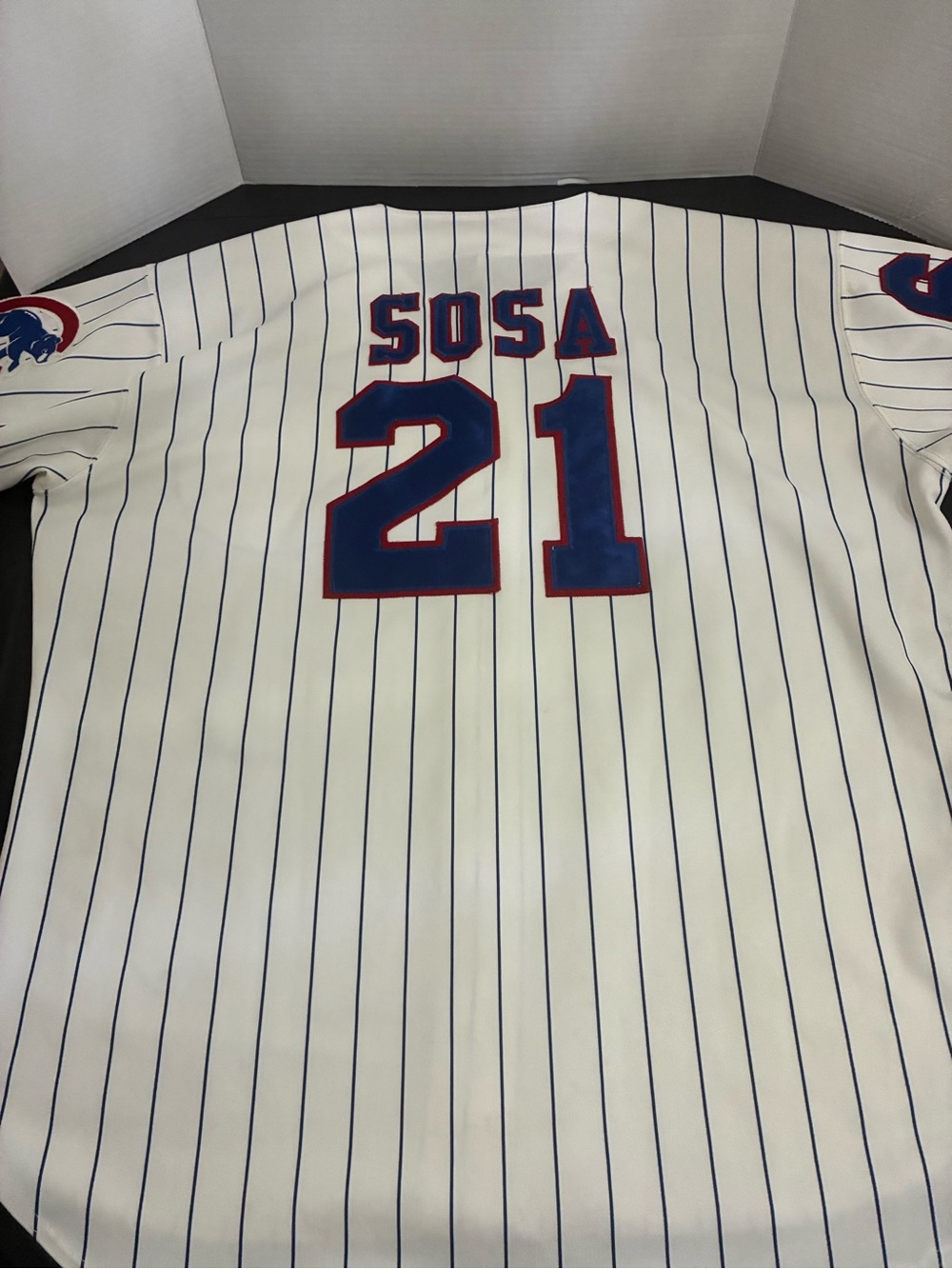 Russell Athletic White Jersey with Blue Pinstripes - Picture 6 of 7